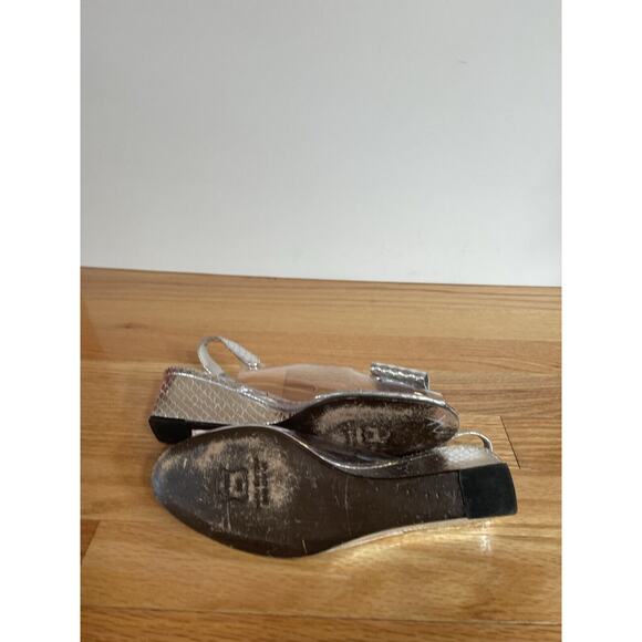 RARE vintage Stuart Weitzman Silver Snakeskin Wedge Heels Metallic And Clear - Picture 4 of 4